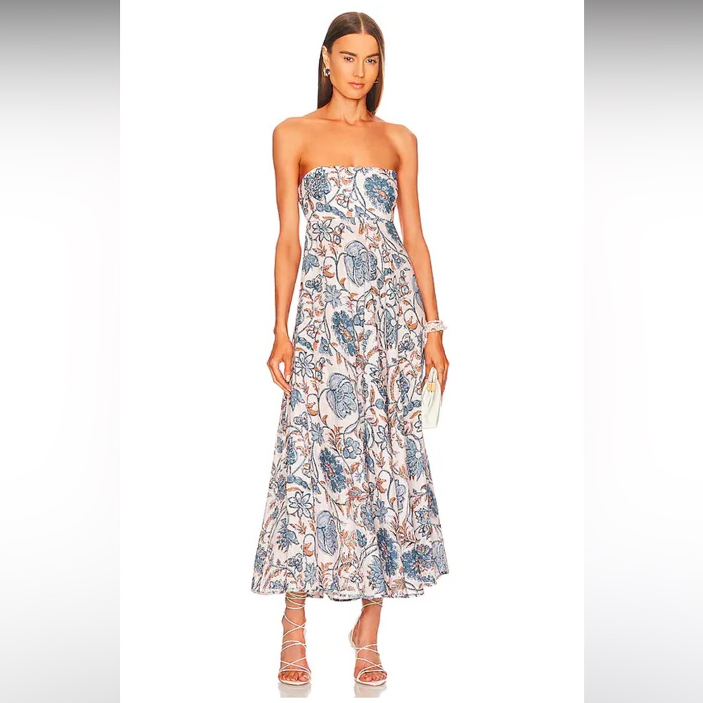 Zimmermann Vitali Bandeau Midi Dress in Cornflower Floral